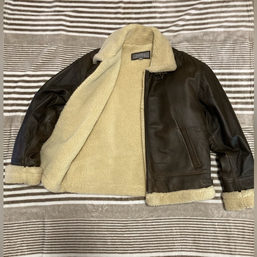Dark Brown WILSONS LEATHER Jacket With Fur Collar